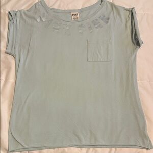 PINK Victoria's Secret Light Blue Short Sleeve Tee